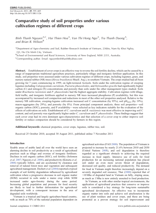 Comparative study of soil properties under various cultivation regimes of different crops