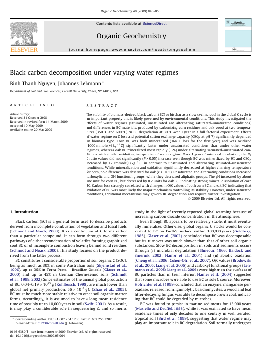Black carbon decomposition under varying water regimes